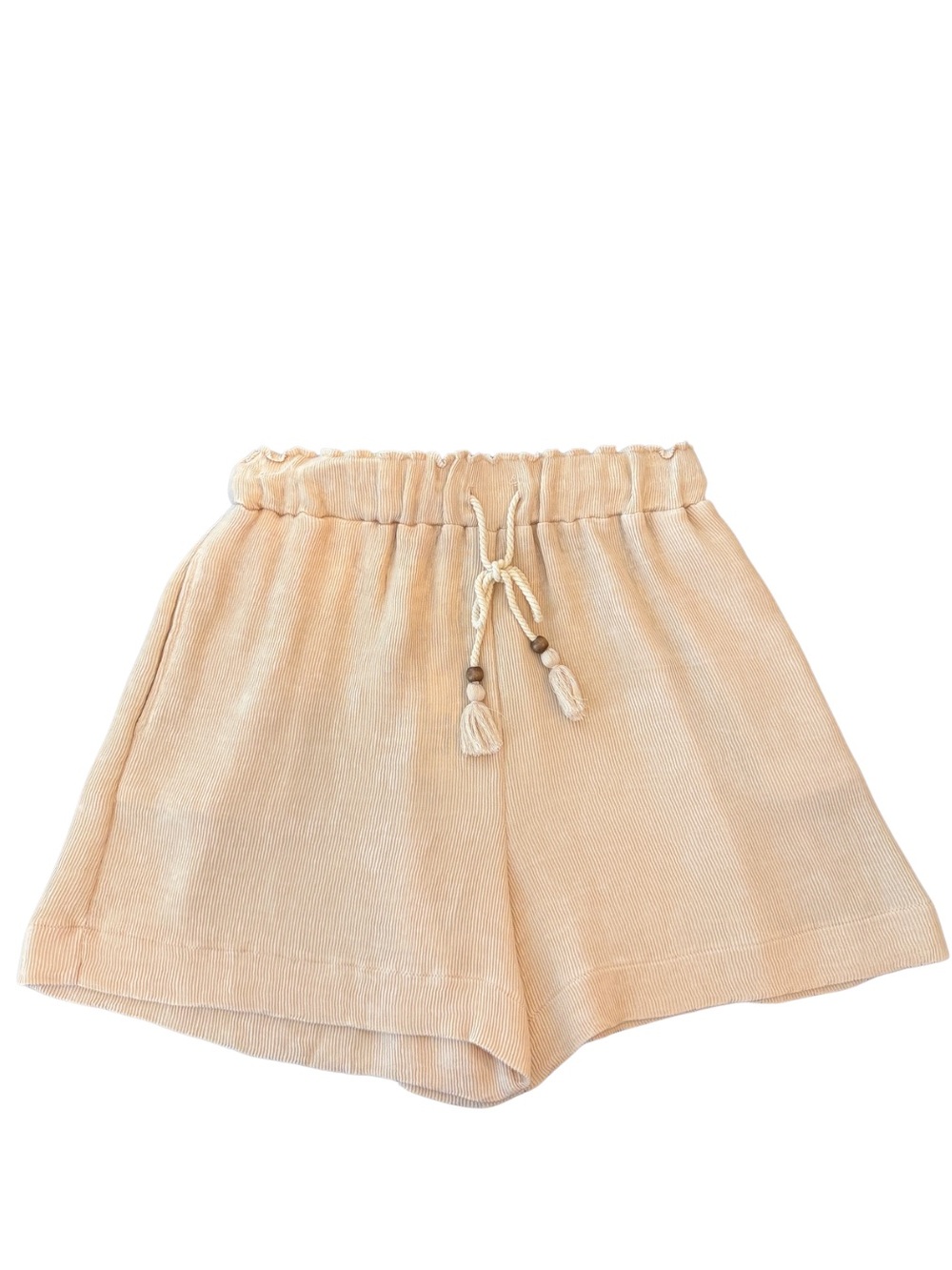 Olivaceous Cream High-Waist Drawstring Shorts